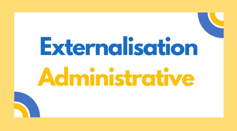 Titre blog Externalisation Administrative avec fond jaune et blanc